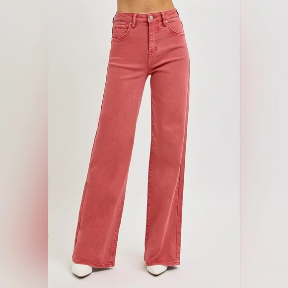 RISEN High Rise Tummy Control Classic Wide Leg Jeans Stretch Brick Various NEW - Picture 5 of 13